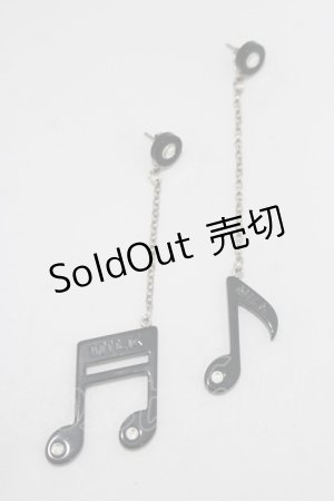 画像: MILK / 音符ピアス  黒 H-25-11-14-1059-ML-AC-KB-ZH