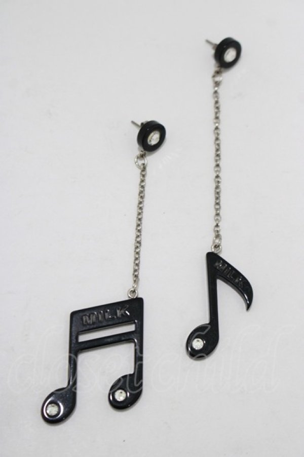 画像1: MILK / 音符ピアス  黒 H-25-11-14-1059-ML-AC-KB-ZH (1)