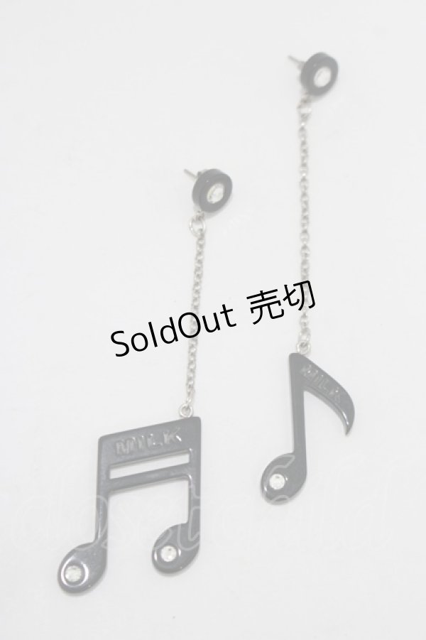 画像1: MILK / 音符ピアス  黒 H-25-11-14-1059-ML-AC-KB-ZH (1)