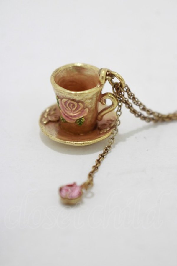 画像1: Emily Temple cute / ティーカップネックレス  ゴールド×ピンクストーン H-25-11-14-1070-ET-AC-KB-ZH (1)