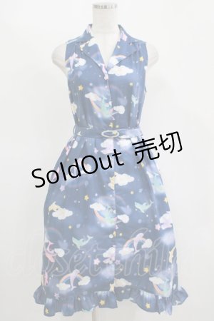 画像: 【SALE】MILK / ドルフィンdreamワンピ  ネイビーベース H-25-11-14-1007-ML-OP-KB-ZT469