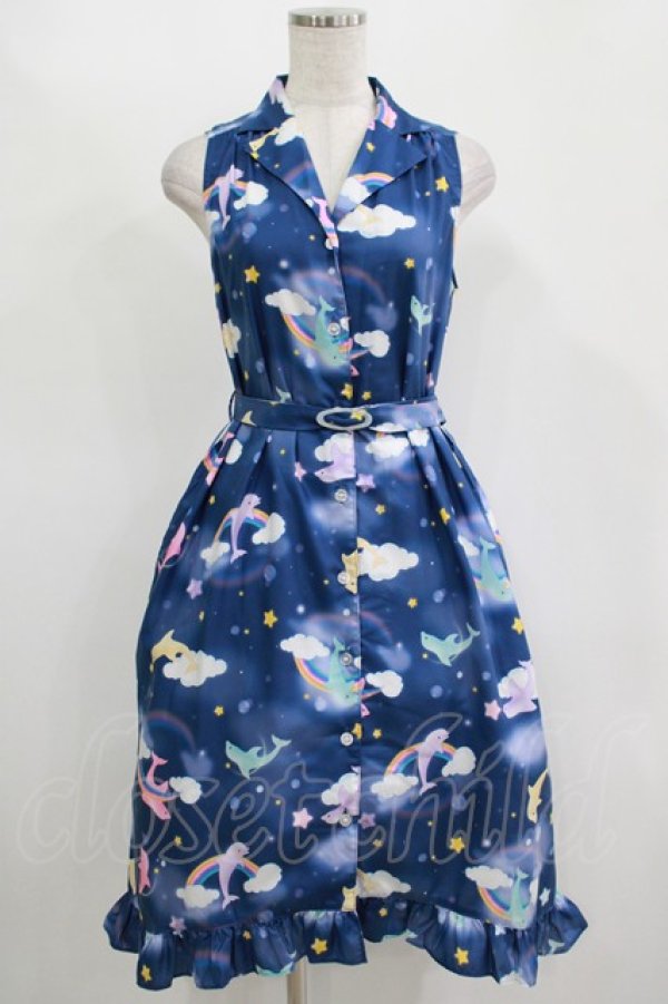 画像1: MILK / ドルフィンdreamワンピ  ネイビーベース H-25-11-14-1007-ML-OP-KB-ZH (1)