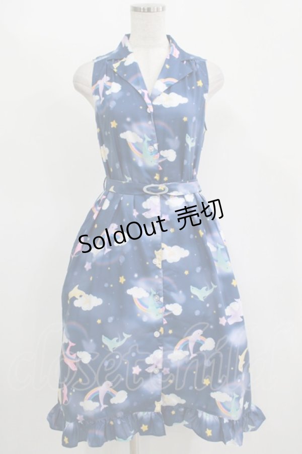 画像1: 【SALE】MILK / ドルフィンdreamワンピ  ネイビーベース H-25-11-14-1007-ML-OP-KB-ZT469 (1)