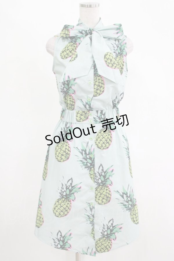 画像1: 【SALE】MILK / パイナップルプリンセスシャツワンピ  ブルーベース H-25-11-14-1012-ML-OP-KB-ZT470 (1)