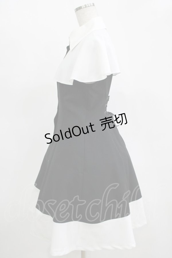 画像2: MIHO MATSUDA / ワンピース・バルダ S ブラック×ホワイト H-25-11-14-1002-GO-OP-KB-ZH (2)