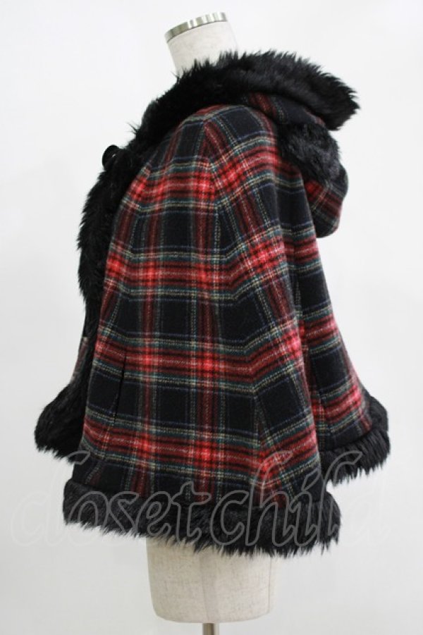 画像2: PEACE NOW / くま耳フードケープ  ブラック×チェック H-25-11-14-1015-PU-TO-KB-ZH (2)