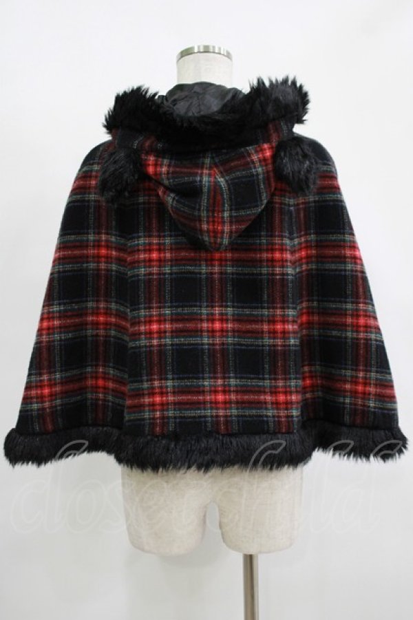 画像3: PEACE NOW / くま耳フードケープ  ブラック×チェック H-25-11-14-1015-PU-TO-KB-ZH (3)