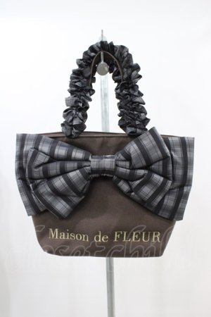 画像: Maison de FLEUR / チェックリボントートバッグ  ブラウン H-25-11-14-012-LO-BG-NS-ZH