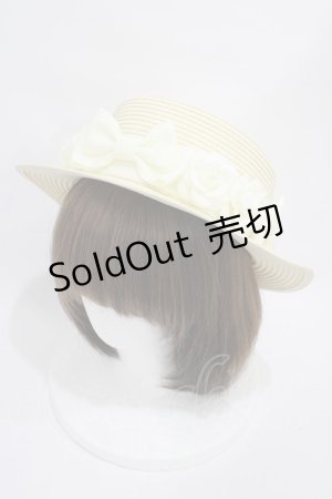 画像: Innocent World / 薔薇リボンブレードハット  生成り H-25-11-14-002-IW-AC-NS-ZH