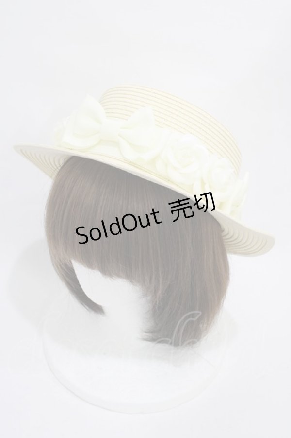 画像1: Innocent World / 薔薇リボンブレードハット  生成り H-25-11-14-002-IW-AC-NS-ZH (1)