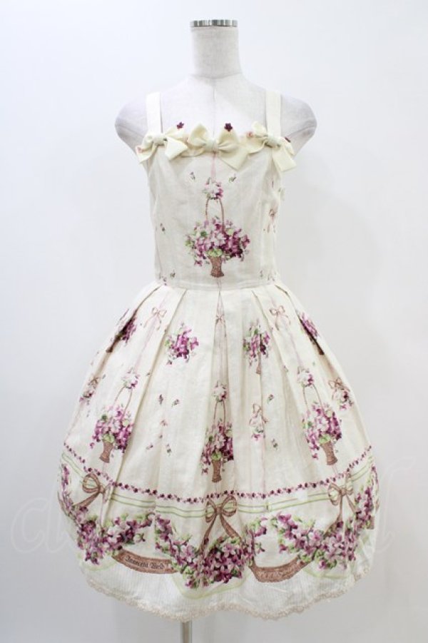 画像1: Innocent World / 邸宅のすみれ3つリボンジャンパースカート M92cm 生成り H-25-11-14-017-IW-OP-NS-ZH (1)