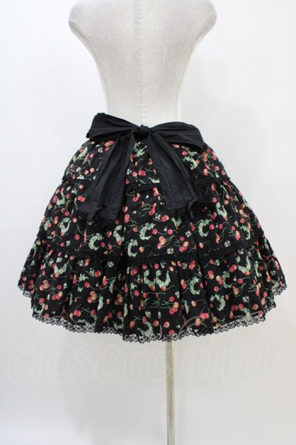 画像2: Angelic Pretty / チェリーシフォン3段フリルスカート Free ブラック H-25-11-14-019-AP-SK-NS-ZH (2)