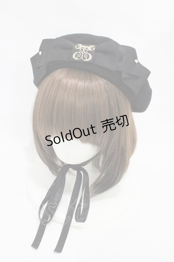 画像1: Enchantlic Enchantilly / ロゴ刺繍ベレー帽  ブラック H-25-11-14-003-LO-AC-NS-ZH (1)