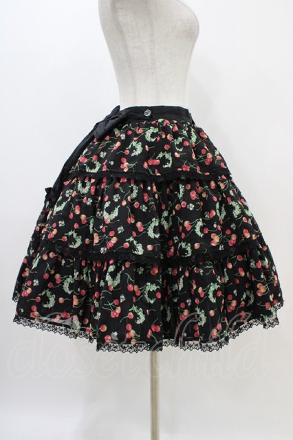 画像3: Angelic Pretty / チェリーシフォン3段フリルスカート Free ブラック H-25-11-14-019-AP-SK-NS-ZH (3)