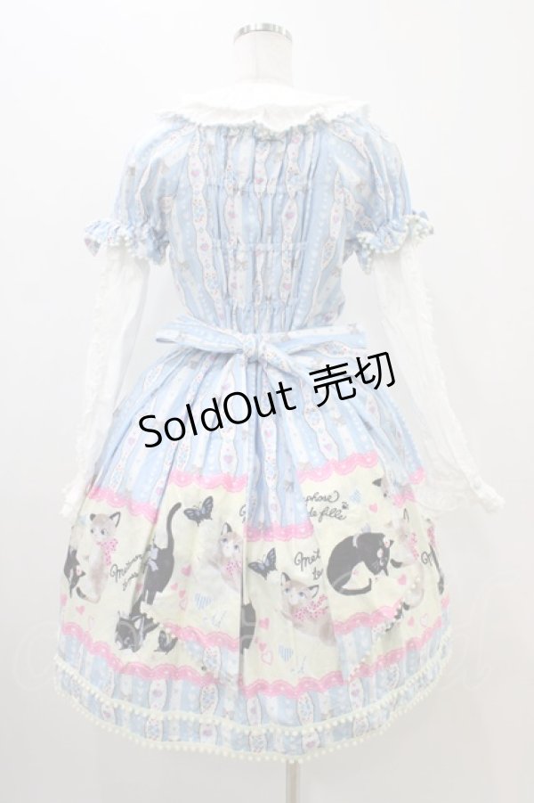 画像2: metamorphose / ねこ柄ワンピース Free サックス H-25-11-14-031-ME-OP-NS-ZH (2)