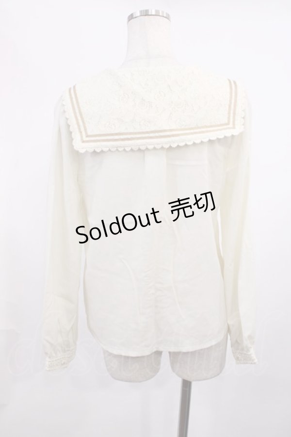 画像2: axes femme POETIQUE / レース配色セーラーブラウス M 生成り H-25-11-15-028-AX-BL-NS-ZH (2)