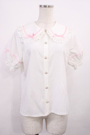 画像: axes femme kawaii / 梯子レース半袖ブラウス M オフ H-25-11-15-031-AX-BL-NS-ZH