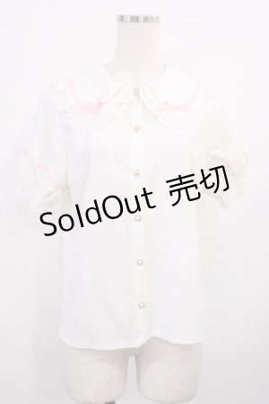 画像: axes femme kawaii / 梯子レース半袖ブラウス M オフ H-25-11-15-031-AX-BL-NS-ZH