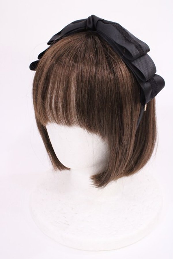 画像1: m petit by misako / AM*NIリボンカチューシャ  ブラック H-25-11-15-038-LO-AC-NS-ZH (1)