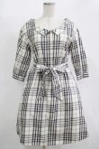 画像1: MAJESTIC LEGON / ウエストリボン付きチェックワンピース M アイボリー H-25-11-15-1028-LO-OP-NS-ZH (1)