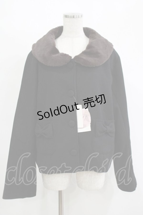 画像1: m petit by misako / AM*ファーエリショートJK 3L ブラック H-25-11-15-1040-LO-CO-NS-ZH (1)