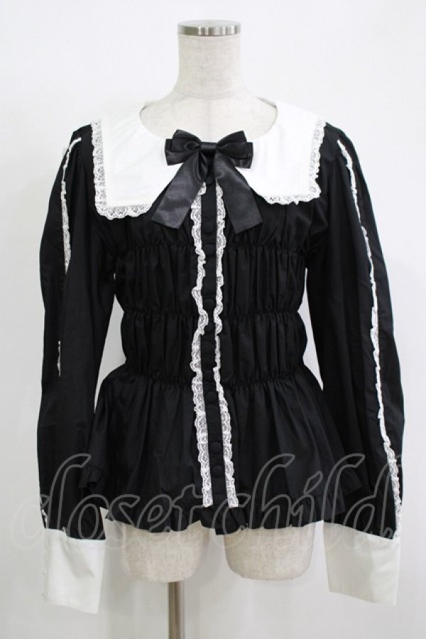 画像1: metamorphose / 【プラアスサイズ】スクエアカラー2WAYブラウス プラスサイズ ブラック H-25-11-15-1047-ME-BL-NS-ZH (1)