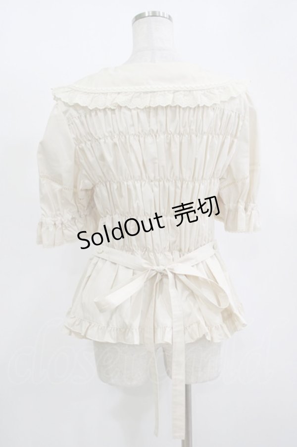 画像3: metamorphose / 【プラスサイズ】ハートレースシャーリング半袖ブラウス プラスサイズ 生成り H-25-11-15-1048-ME-BL-NS-ZH (3)