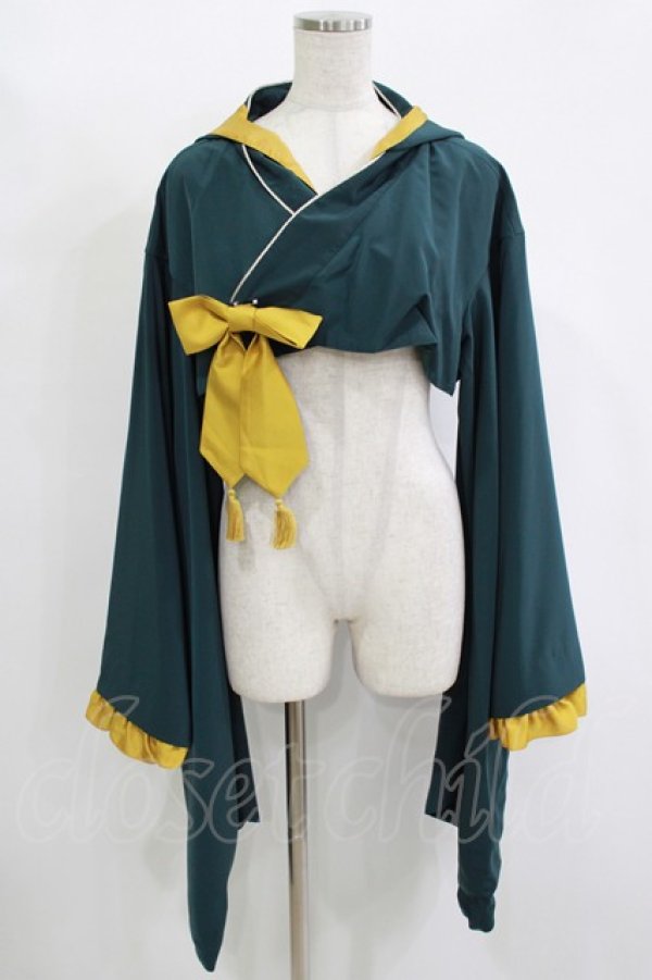 画像1: metamorphose / 【プラスサイズ】フード付き着物袖ボレロ プラスサイズ グリーン H-25-11-15-1050-ME-TO-NS-ZH (1)