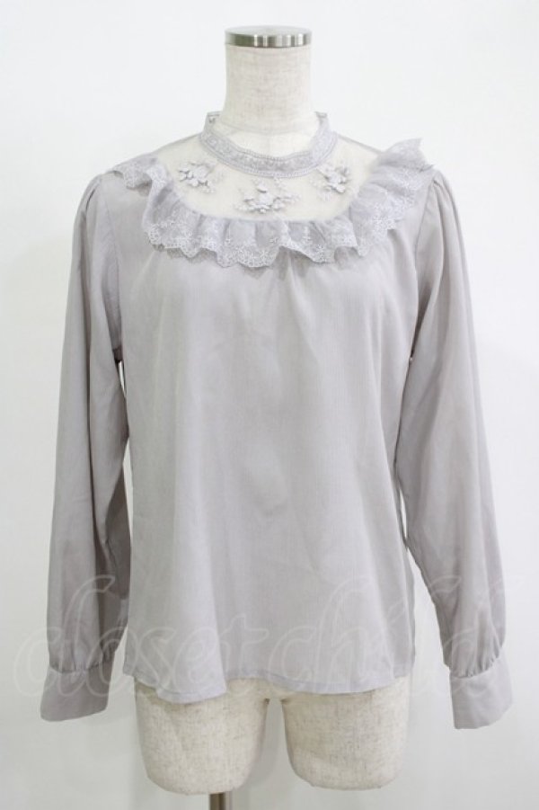 画像1: an another angelus / 立体フラワーレースヨークブラウス Free BLUE GRAY H-25-11-15-1051-CA-BL-NS-ZH (1)