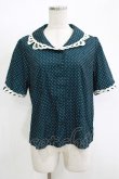 画像1: an another angelus / レース使い開衿ブラウス Free GREEN×WH H-25-11-15-1054-CA-BL-YZ-ZH (1)