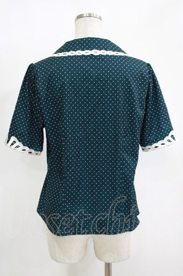 画像3: an another angelus / レース使い開衿ブラウス Free GREEN×WH H-25-11-15-1054-CA-BL-YZ-ZH (3)