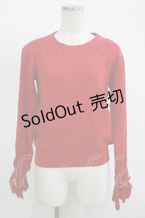 画像: MAJESTIC LEGON / 袖リボンニット M レッド H-25-11-15-1057-LO-TO-NS-ZH