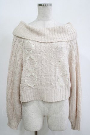 画像: Amavel / WレースUPオフショルニット Free ピンク H-25-11-15-1061-CA-TO-NS-ZH