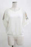 画像1: axes femme / 花刺繍×チュール袖プルオーバー M オフ H-25-11-15-1063-AX-TO-NS-ZH (1)