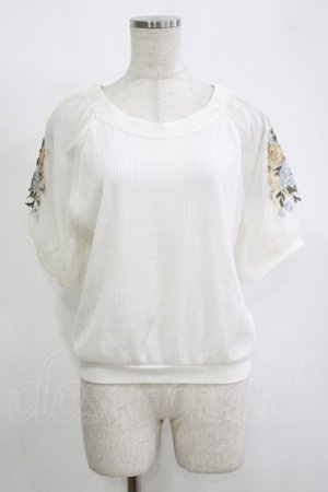 画像: axes femme / 花刺繍×チュール袖プルオーバー M オフ H-25-11-15-1063-AX-TO-NS-ZH