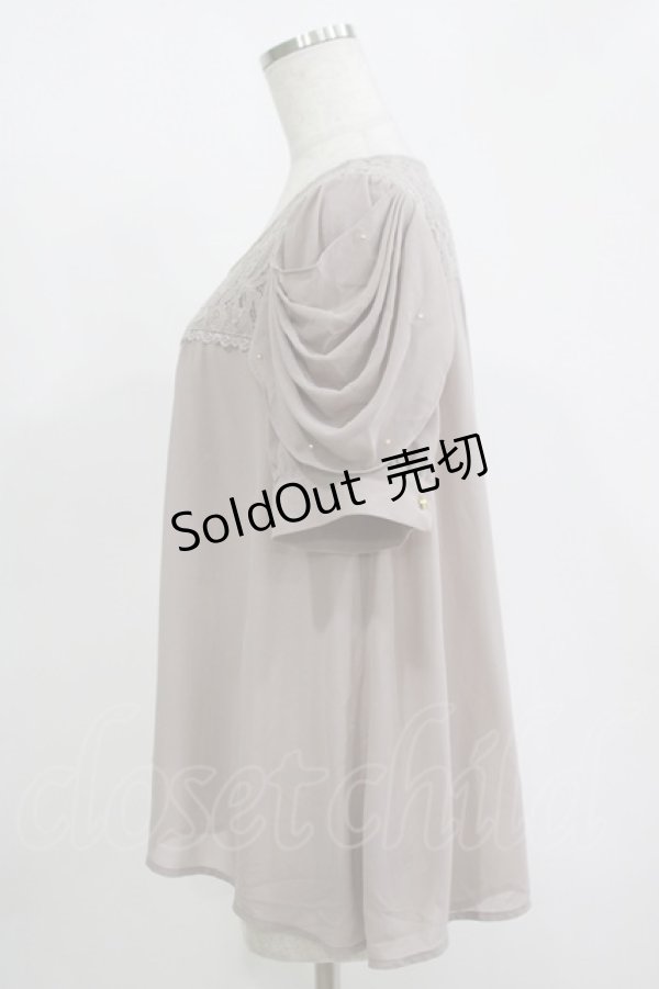 画像2: axes femme / 袖ドレープトップス M チャコール H-25-11-15-1064-AX-TO-NS-ZH (2)