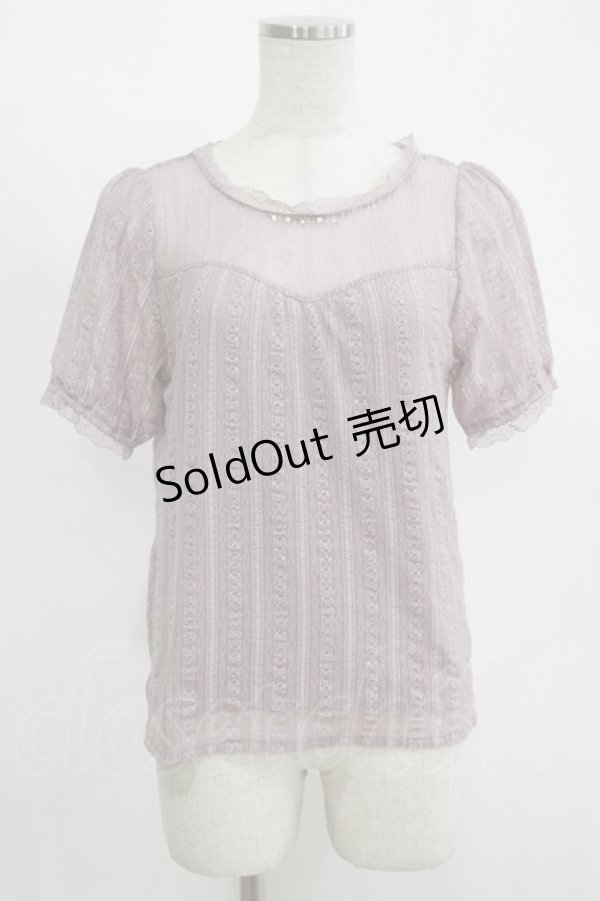 画像1: axes femme / レースカットソー M ラベンダー H-25-11-15-1065-AX-TO-NS-ZH (1)