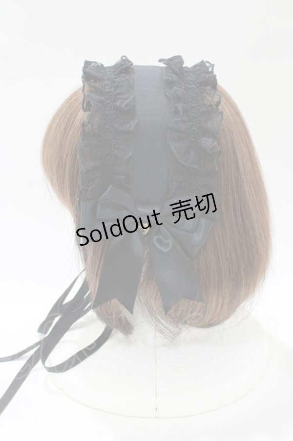 画像2: metamorphose / Lacyフリルヘッドドレス  ブラック H-25-11-15-1080-ME-AC-NS-ZH (2)