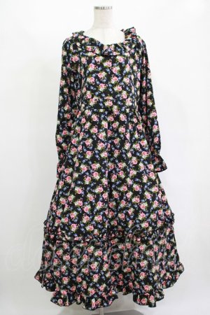 画像: FLC / 星名桜子/2WAY花柄フリルワンピース L ブラック H-25-11-15-1007-LO-OP-NS-ZH