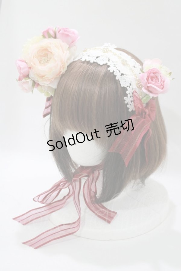 画像1: BABY,THE STARS SHINE BRIGHT / Bouquet de benedictions faite uniquement pour princesse〜プリンセスがリボンで紡ぐ想いと願いの物語〜ヘッドドレス・コサージュセット  エンジ H-25-11-15-1082-BA-AC-NS-ZH (1)