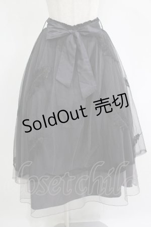 画像: axes femme / フェザー刺繍チュールスカート M ネイビー H-25-11-15-1084-AX-SK-NS-ZH