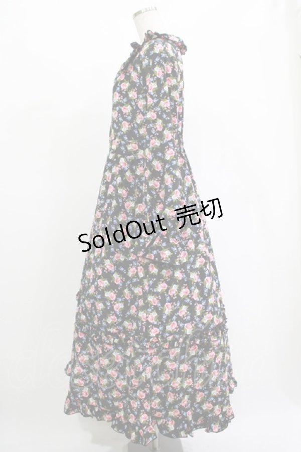 画像2: FLC / 星名桜子/2WAY花柄フリルワンピース L ブラック H-25-11-15-1007-LO-OP-NS-ZH (2)