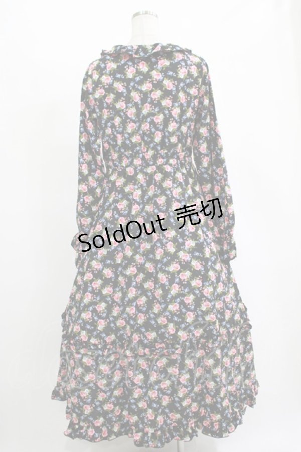 画像3: FLC / 星名桜子/2WAY花柄フリルワンピース L ブラック H-25-11-15-1007-LO-OP-NS-ZH (3)