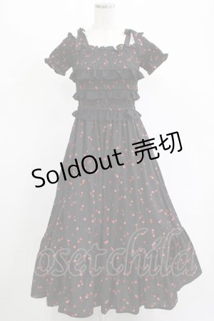 画像: Ank Rouge / Cherryシャーリングロングワンピース M ブラック H-25-11-15-1016-CA-OP-NS-ZH