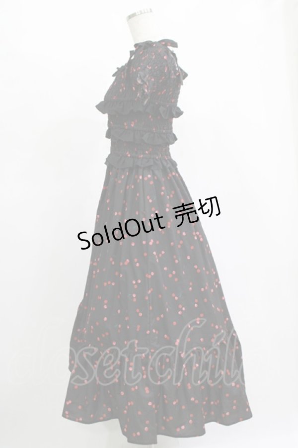 画像2: Ank Rouge / Cherryシャーリングロングワンピース M ブラック H-25-11-15-1016-CA-OP-NS-ZH (2)