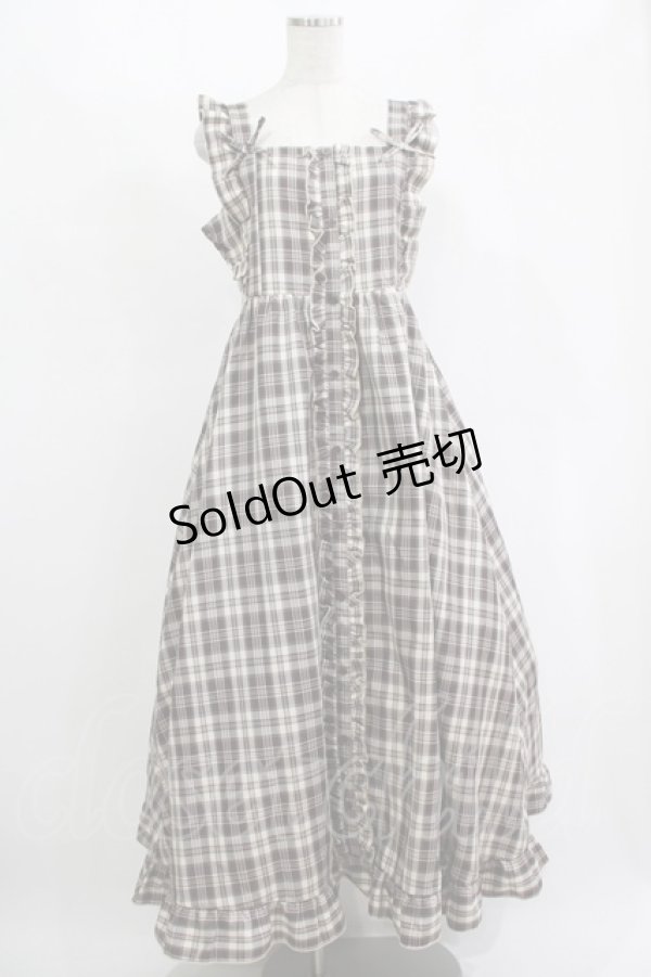 画像1: FLC / 皆方由衣コラボ/チェックフリルジャンパースカート L ブラウン H-25-11-15-1020-LO-OP-NS-ZH (1)