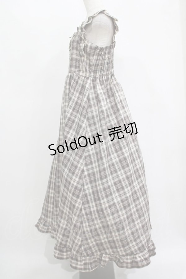 画像2: FLC / 皆方由衣コラボ/チェックフリルジャンパースカート L ブラウン H-25-11-15-1020-LO-OP-NS-ZH (2)