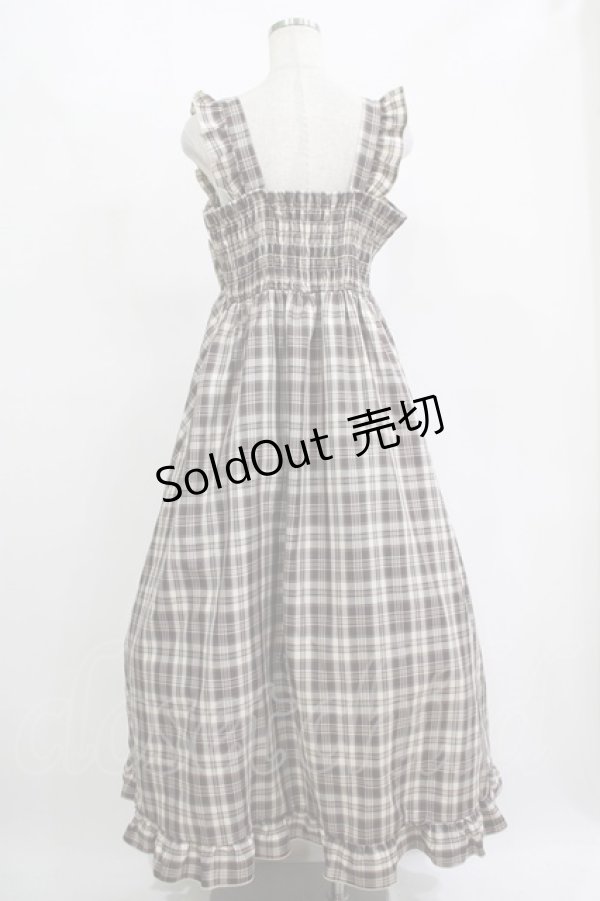 画像3: FLC / 皆方由衣コラボ/チェックフリルジャンパースカート L ブラウン H-25-11-15-1020-LO-OP-NS-ZH (3)