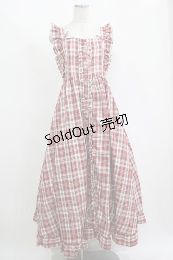 画像1: FLC / 皆方由衣コラボ/チェックフリルジャンパースカート L レッド H-25-11-15-1021-LO-OP-NS-ZH (1)