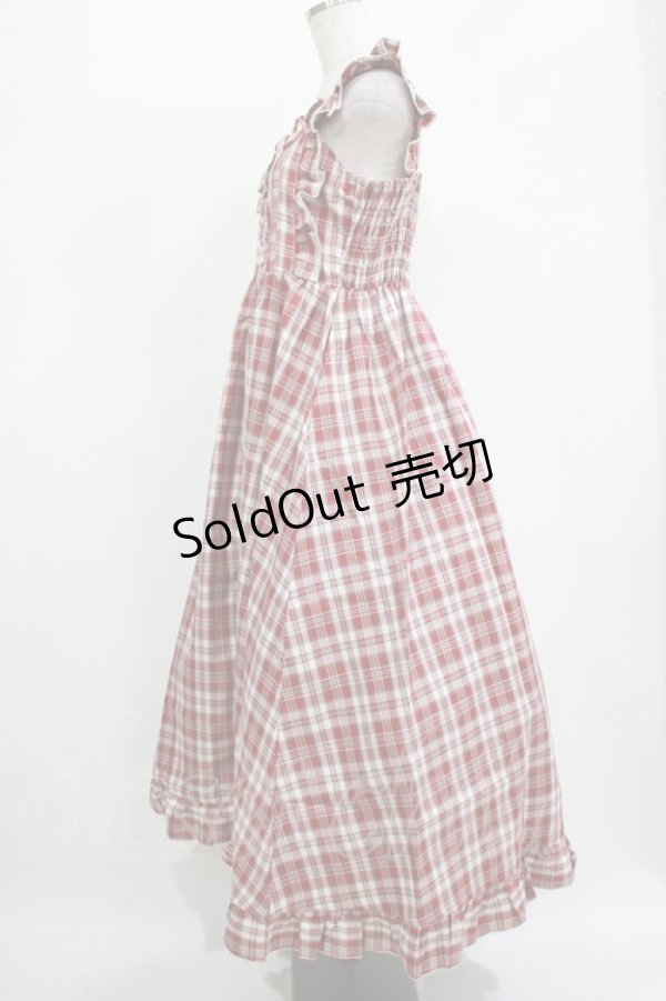 画像2: FLC / 皆方由衣コラボ/チェックフリルジャンパースカート L レッド H-25-11-15-1021-LO-OP-NS-ZH (2)